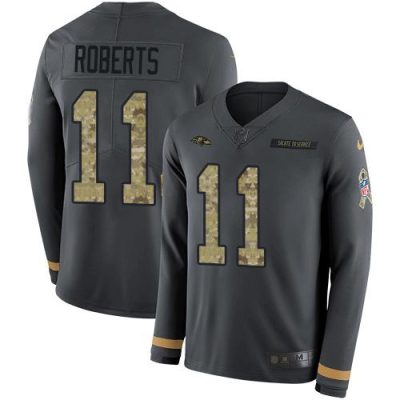 Nike Baltimore Ravens #11 Seth Roberts Anthracite Salute to Service Stitched NFL Limited Therma Long Sleeve Jersey