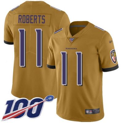 Nike Baltimore Ravens #11 Seth Roberts Gold Stitched NFL Limited Inverted Legend 100th Season Jersey