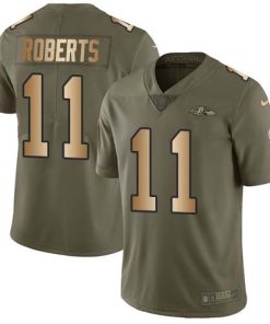 Nike Baltimore Ravens #11 Seth Roberts Olive/Gold Stitched NFL Limited 2017 Salute To Service Jersey