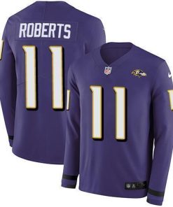 Nike Baltimore Ravens #11 Seth Roberts Purple Team Color Stitched NFL Limited Therma Long Sleeve Jersey