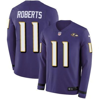 Nike Baltimore Ravens #11 Seth Roberts Purple Team Color Stitched NFL Limited Therma Long Sleeve Jersey