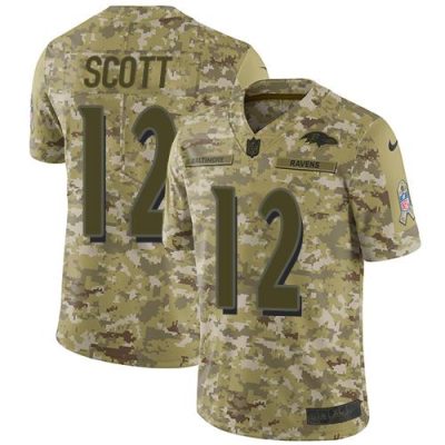 Nike Baltimore Ravens #12 Jaleel Scott Camo Stitched NFL Limited 2018 Salute To Service Jersey