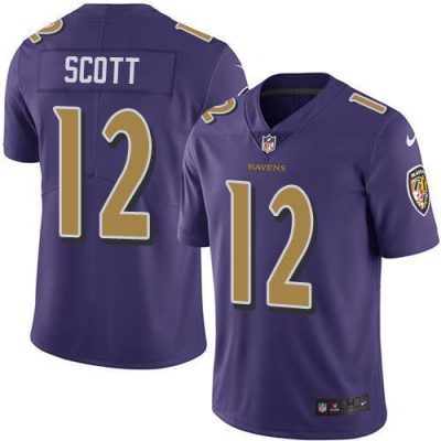 Nike Baltimore Ravens #12 Jaleel Scott Purple Stitched NFL Limited Rush Jersey
