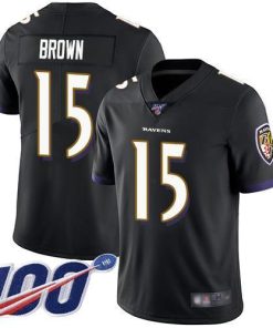 Nike Baltimore Ravens #15 Marquise Brown Black Alternate Stitched NFL 100th Season Vapor Limited Jersey