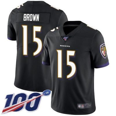 Nike Baltimore Ravens #15 Marquise Brown Black Alternate Stitched NFL 100th Season Vapor Limited Jersey