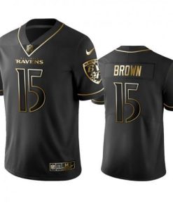 Nike Baltimore Ravens #15 Marquise Brown Black Golden Limited Edition Stitched NFL Jersey