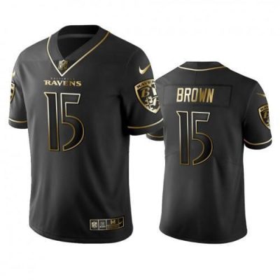 Nike Baltimore Ravens #15 Marquise Brown Black Golden Limited Edition Stitched NFL Jersey