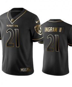 Nike Baltimore Ravens #21 Mark Ingram II Black Golden Limited Edition Stitched NFL Jersey