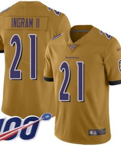 Nike Baltimore Ravens #21 Mark Ingram II Gold Stitched NFL Limited Inverted Legend 100th Season Jersey