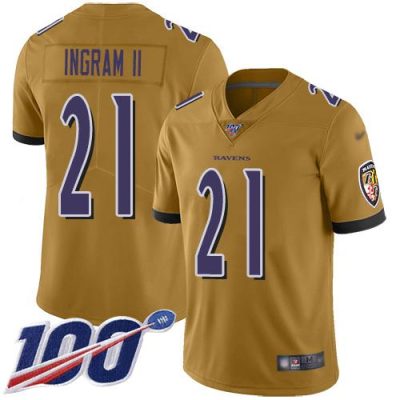 Nike Baltimore Ravens #21 Mark Ingram II Gold Stitched NFL Limited Inverted Legend 100th Season Jersey