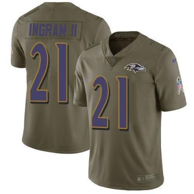 Nike Baltimore Ravens #21 Mark Ingram II Olive Stitched NFL Limited 2017 Salute To Service Jersey