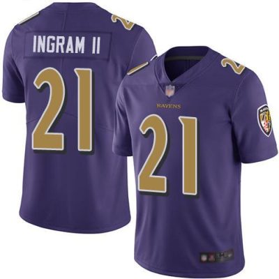 Nike Baltimore Ravens #21 Mark Ingram II Purple Stitched NFL Limited Rush Jersey