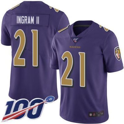 Nike Baltimore Ravens #21 Mark Ingram II Purple Stitched NFL Limited Rush 100th Season Jersey