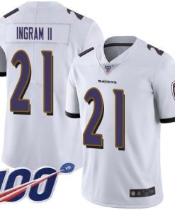Nike Baltimore Ravens #21 Mark Ingram II White Stitched NFL 100th Season Vapor Limited Jersey