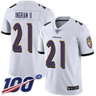 Nike Baltimore Ravens #21 Mark Ingram II White Stitched NFL 100th Season Vapor Limited Jersey