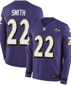 Nike Baltimore Ravens #22 Jimmy Smith Purple Team Color Stitched NFL Limited Therma Long Sleeve Jersey