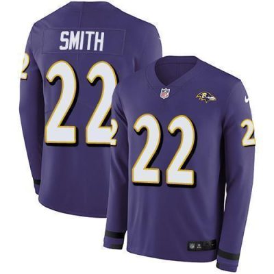 Nike Baltimore Ravens #22 Jimmy Smith Purple Team Color Stitched NFL Limited Therma Long Sleeve Jersey