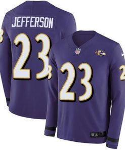 Nike Baltimore Ravens #23 Tony Jefferson Purple Team Color Stitched NFL Limited Therma Long Sleeve Jersey