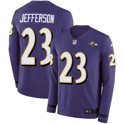 Nike Baltimore Ravens #23 Tony Jefferson Purple Team Color Stitched NFL Limited Therma Long Sleeve Jersey