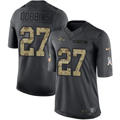 Nike Baltimore Ravens #27 J.K. Dobbins Black Stitched NFL Limited 2016 Salute to Service Jersey