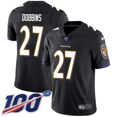 Nike Baltimore Ravens #27 J.K. Dobbins Black Alternate Stitched NFL 100th Season Vapor Untouchable Limited Jersey