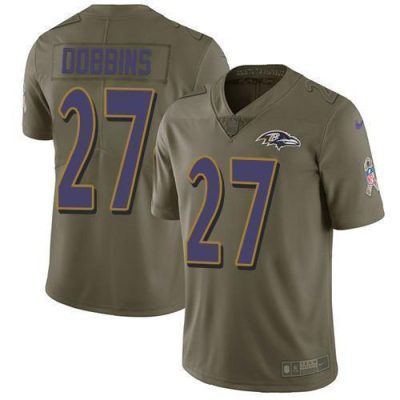 Nike Baltimore Ravens #27 J.K. Dobbins Olive Stitched NFL Limited 2017 Salute To Service Jersey