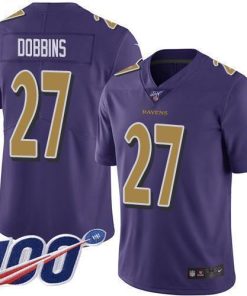 Nike Baltimore Ravens #27 J.K. Dobbins Purple Stitched NFL Limited Rush 100th Season Jersey