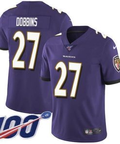 Nike Baltimore Ravens #27 J.K. Dobbins Purple Team Color Stitched NFL 100th Season Vapor Untouchable Limited Jersey