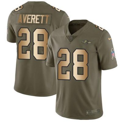 Nike Baltimore Ravens #28 Anthony Averett Olive/Gold Stitched NFL Limited 2017 Salute To Service Jersey