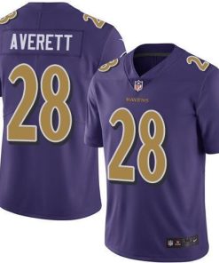 Nike Baltimore Ravens #28 Anthony Averett Purple Stitched NFL Limited Rush Jersey