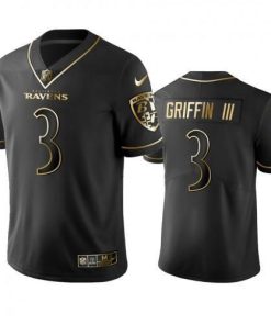 Nike Baltimore Ravens #3 Robert Griffin III Black Golden Limited Edition Stitched NFL Jersey