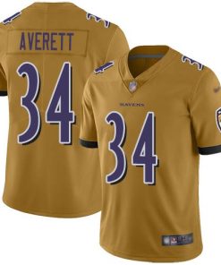 Nike Baltimore Ravens #34 Anthony Averett Gold Stitched NFL Limited Inverted Legend Jersey