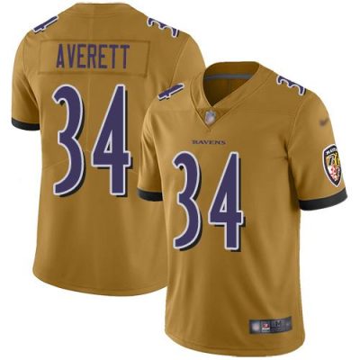 Nike Baltimore Ravens #34 Anthony Averett Gold Stitched NFL Limited Inverted Legend Jersey