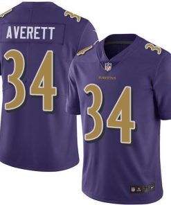 Nike Baltimore Ravens #34 Anthony Averett Purple Stitched NFL Limited Rush Jersey