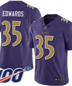 Nike Baltimore Ravens #35 Gus Edwards Purple Stitched NFL Limited Rush 100th Season Jersey
