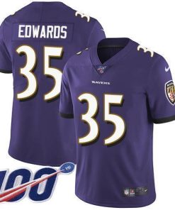 Nike Baltimore Ravens #35 Gus Edwards Purple Team Color Stitched NFL 100th Season Vapor Untouchable Limited Jersey