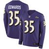 Nike Baltimore Ravens #35 Gus Edwards Purple Team Color Stitched NFL Limited Therma Long Sleeve Jersey