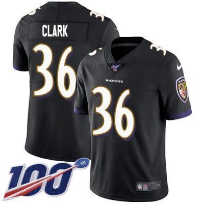 Nike Baltimore Ravens #36 Chuck Clark Black Alternate Stitched NFL 100th Season Vapor Untouchable Limited Jersey