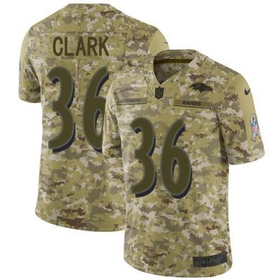 Nike Baltimore Ravens #36 Chuck Clark Camo Stitched NFL Limited 2018 Salute To Service Jersey