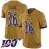 Nike Baltimore Ravens #36 Chuck Clark Gold Stitched NFL Limited Inverted Legend 100th Season Jersey