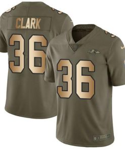 Nike Baltimore Ravens #36 Chuck Clark Olive/Gold Stitched NFL Limited 2017 Salute To Service Jersey