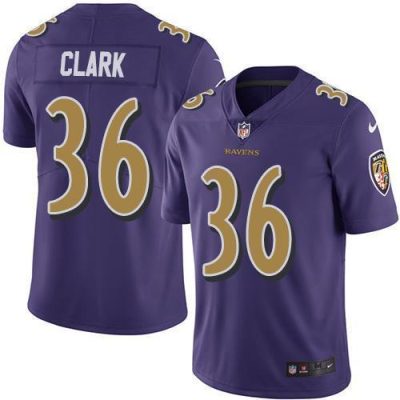 Nike Baltimore Ravens #36 Chuck Clark Purple Stitched NFL Limited Rush Jersey