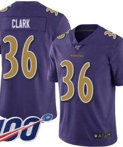 Nike Baltimore Ravens #36 Chuck Clark Purple Stitched NFL Limited Rush 100th Season Jersey