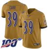 Nike Baltimore Ravens #39 Brandon Carr Gold Stitched NFL Limited Inverted Legend 100th Season Jersey