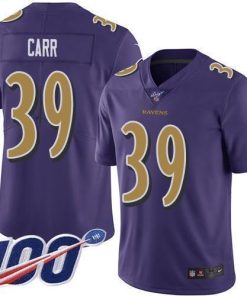 Nike Baltimore Ravens #39 Brandon Carr Purple Stitched NFL Limited Rush 100th Season Jersey