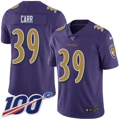 Nike Baltimore Ravens #39 Brandon Carr Purple Stitched NFL Limited Rush 100th Season Jersey