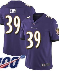 Nike Baltimore Ravens #39 Brandon Carr Purple Team Color Stitched NFL 100th Season Vapor Untouchable Limited Jersey