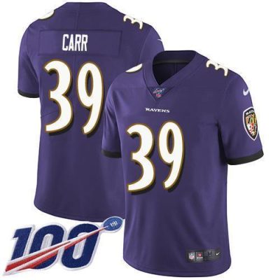 Nike Baltimore Ravens #39 Brandon Carr Purple Team Color Stitched NFL 100th Season Vapor Untouchable Limited Jersey