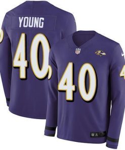 Nike Baltimore Ravens #40 Kenny Young Purple Team Color Stitched NFL Limited Therma Long Sleeve Jersey