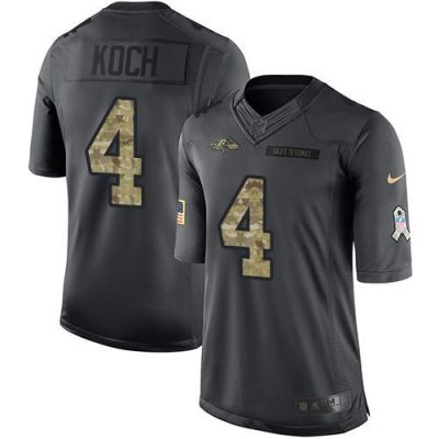 Nike Baltimore Ravens #4 Sam Koch Black Stitched NFL Limited 2016 Salute to Service Jersey